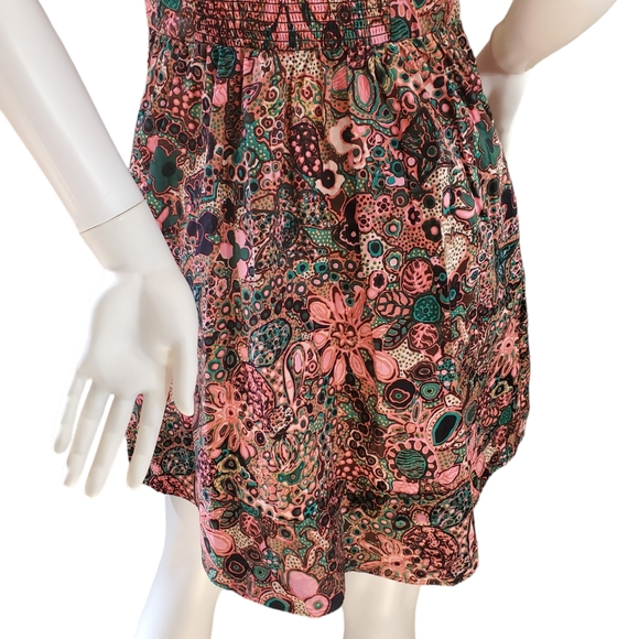 A.L.C. Sample Dress Dani Floral Cotton Mini Dress in Pink Tie Front Cutout - Picture 7 of 12